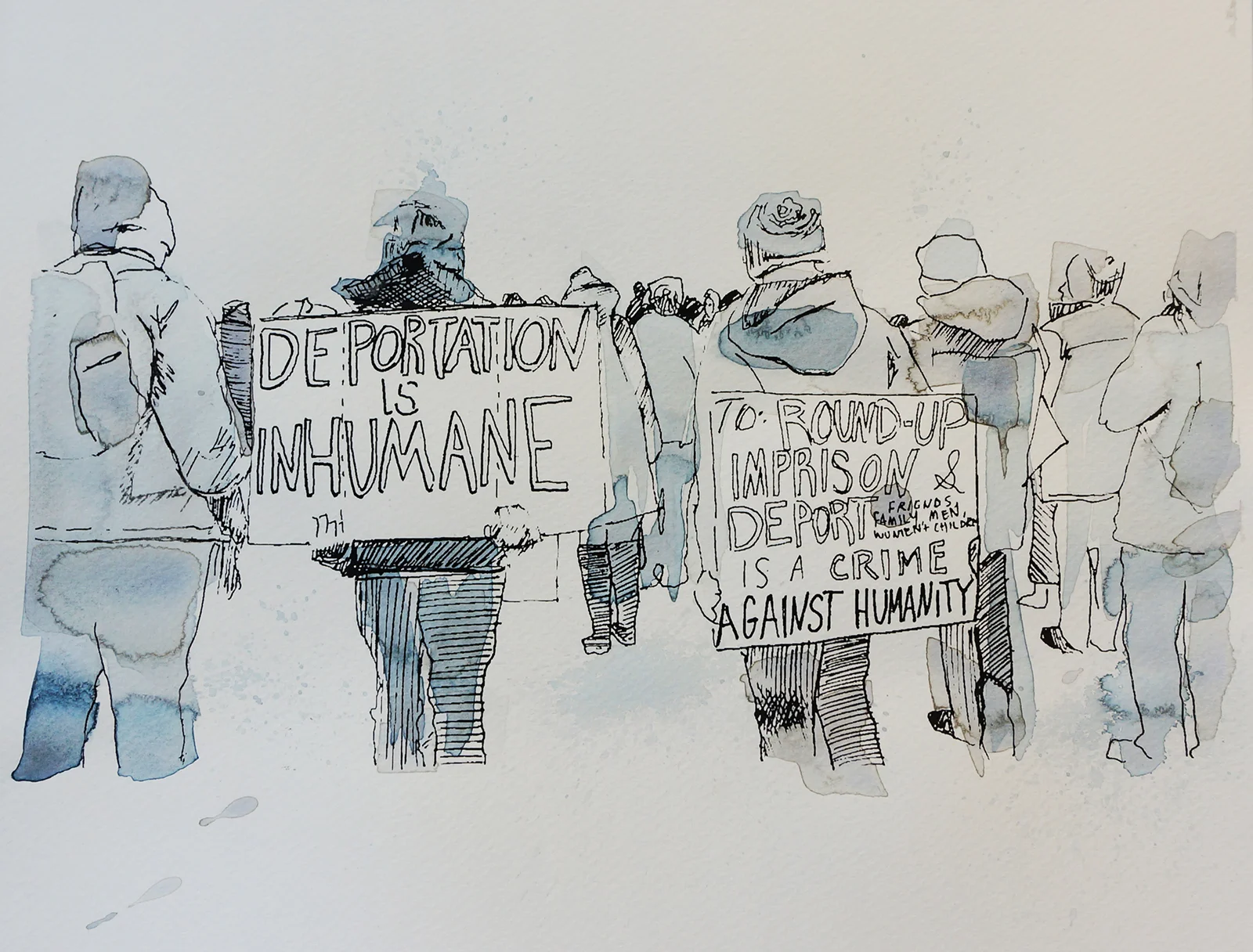 Ape_Bleakney_March Mixed Media - 'Inhumane (6)', 9.5''x12.5'', Screen Print + Watercolor, 2018 copy.jpg