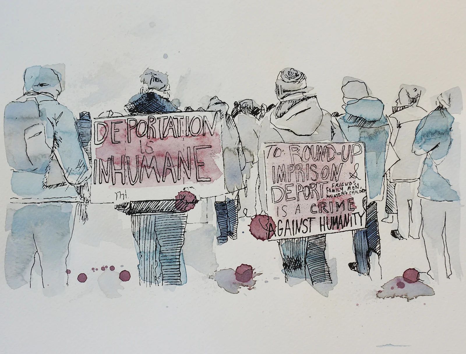 Ape_Bleakney_March Mixed Media - 'Inhumane (1)', 9.5''x12.5'', Screen Print + Watercolor, 2018 copy.jpg