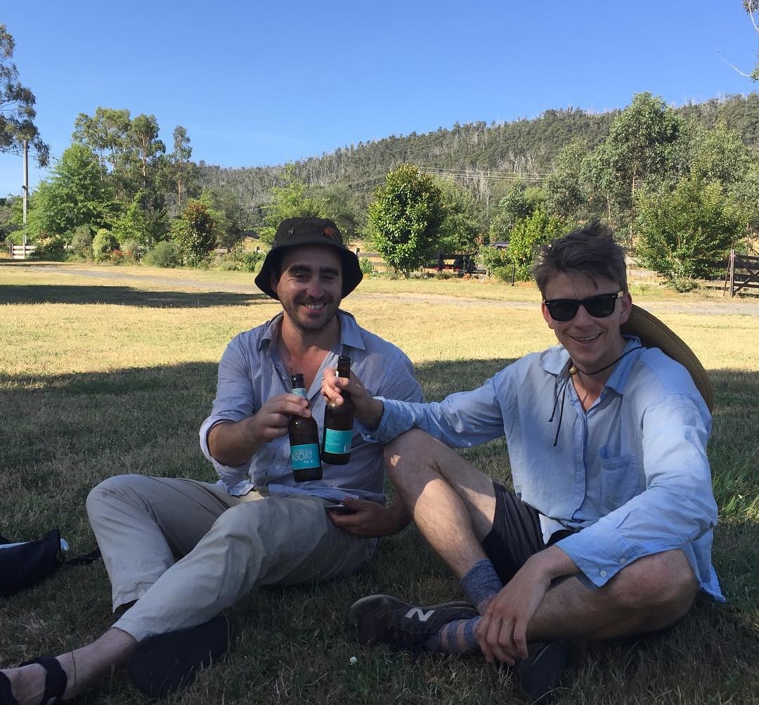 Jonathan and Jay enjoying a well earned beer