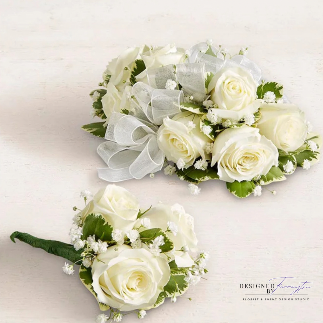 Rose Prom Corsage & Boutonniere Set
