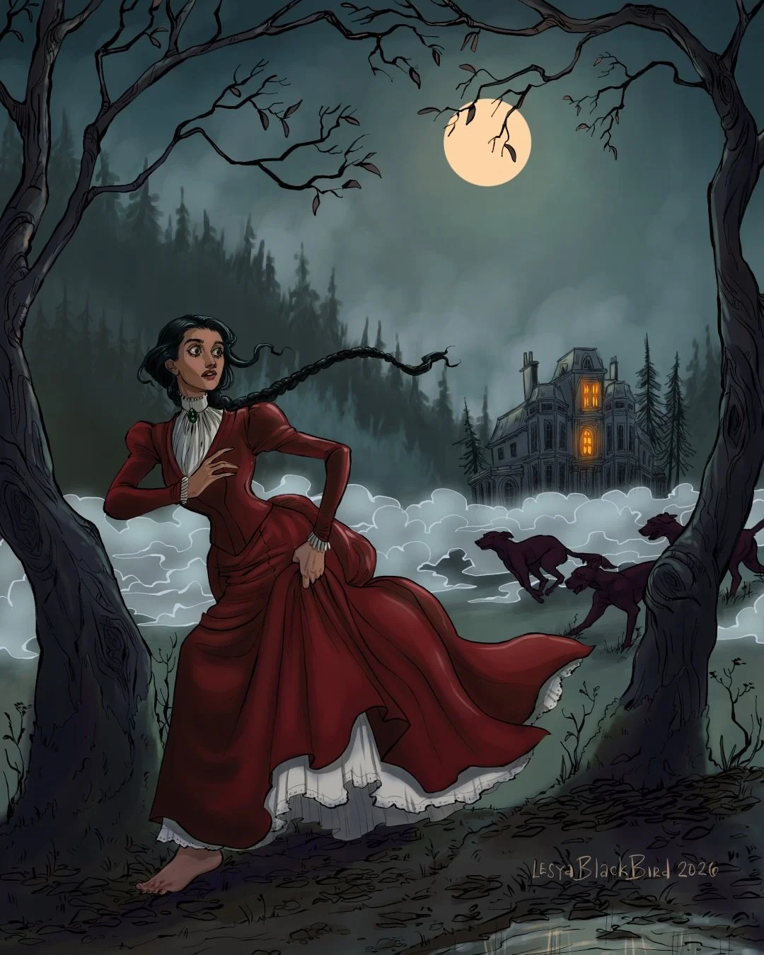 Gothic paranormal romance demands gorgeous gothic art and @lesyablackbird absolutely nailed the vibe with this lovely and chilling scene of Aveline fleeing Forbright Manor.

Thank you Lesya for this masterpiece!

Find The Kings&rsquo; Bride in Tempte
