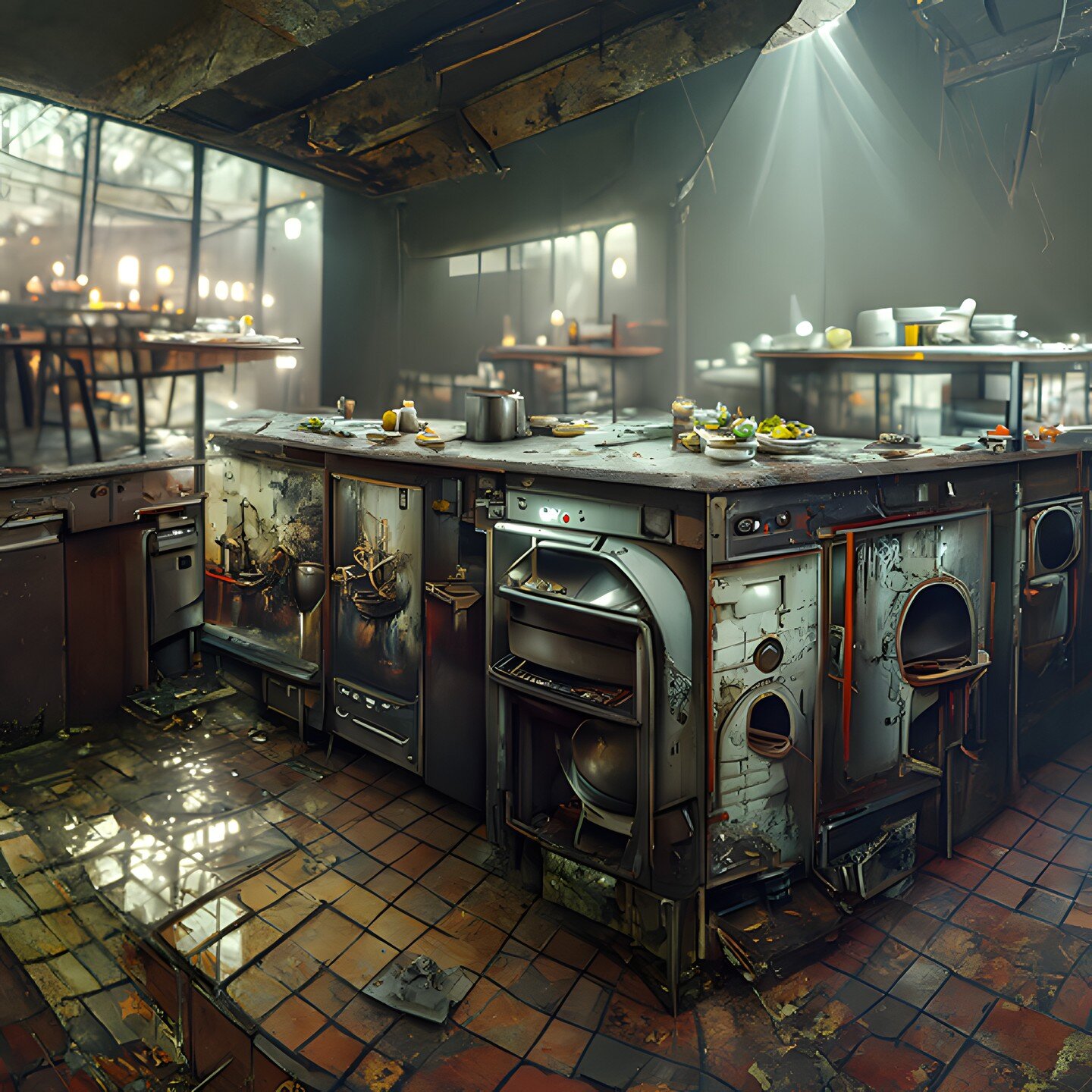 &quot;Minimum With Age&quot; (AI Art 🖥️🎨)

Made with Disco Diffusion

#kitchen #diner #kitchendesign #retro #throwback #architecture #archidaily #abandoned #conceptart #ai #aiart #aiartwork #aiartcommunity #generativeart #discodiffusion #machinelea