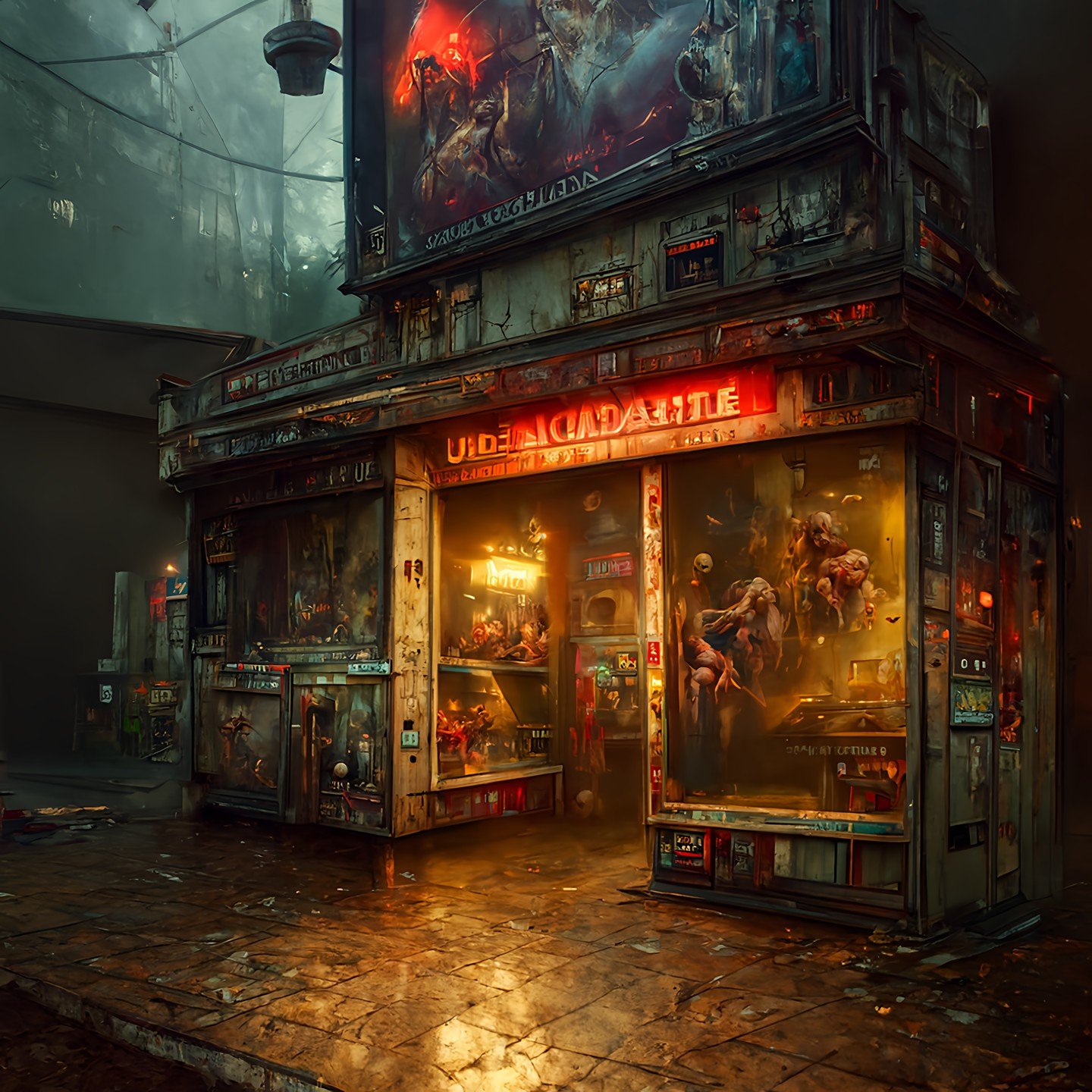 Petey's Pizza Castle Funroom

Made with #stablediffusion and #discodiffusion

#spookyseason #spooky #creepy #horrorgram #horrorart #darkart #darkartists #surrealism #abandonedplaces #abandoned #backrooms #animatronics #chuckecheese #spookyscaryskelet