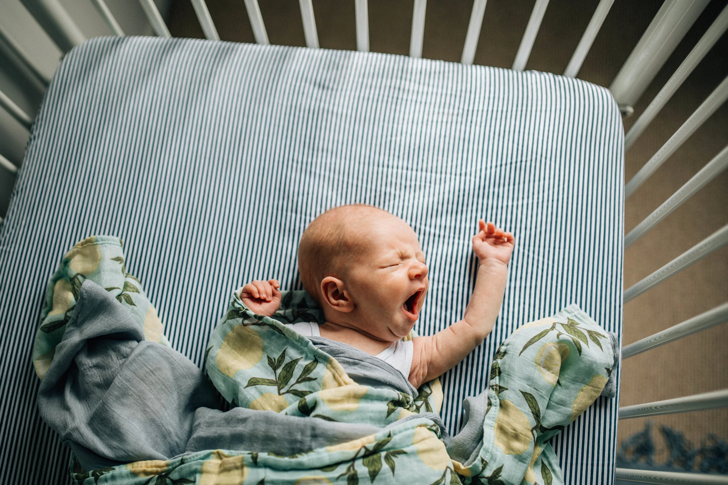 A simple white singlet, paired with a pretty muslin will always be a winner with a newborn.