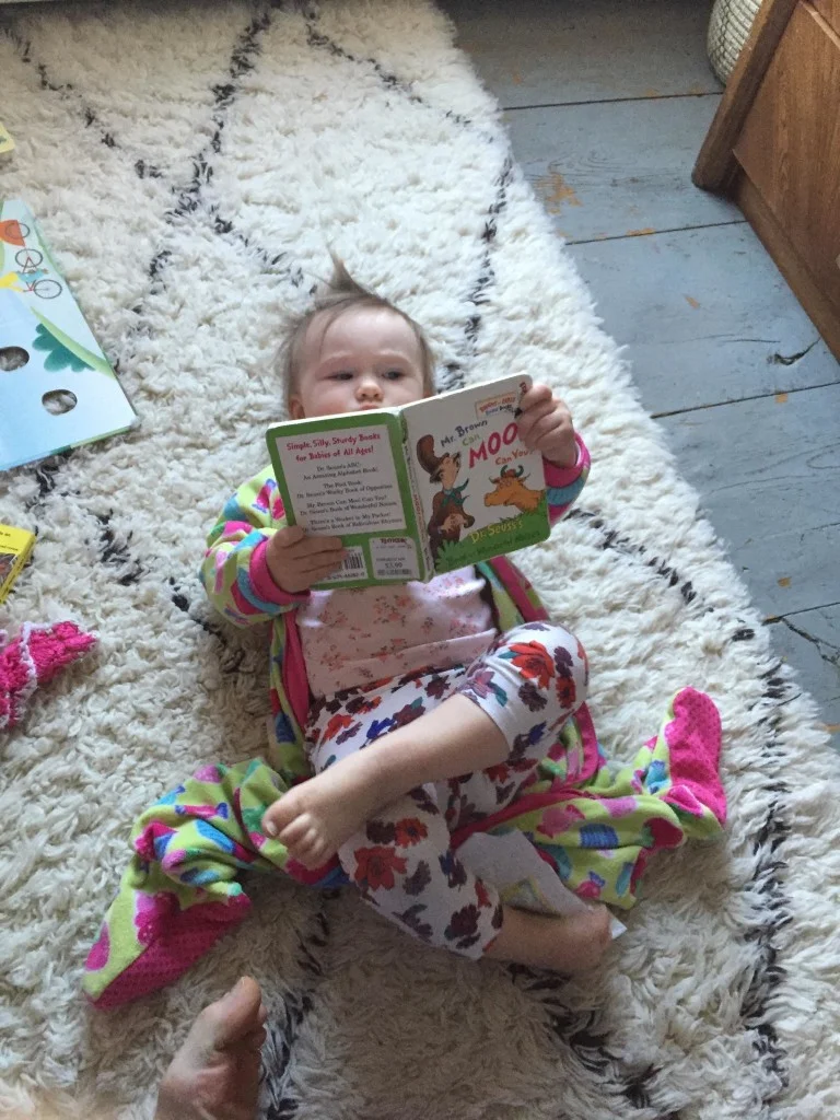 Drew lies in this exact position to read books.