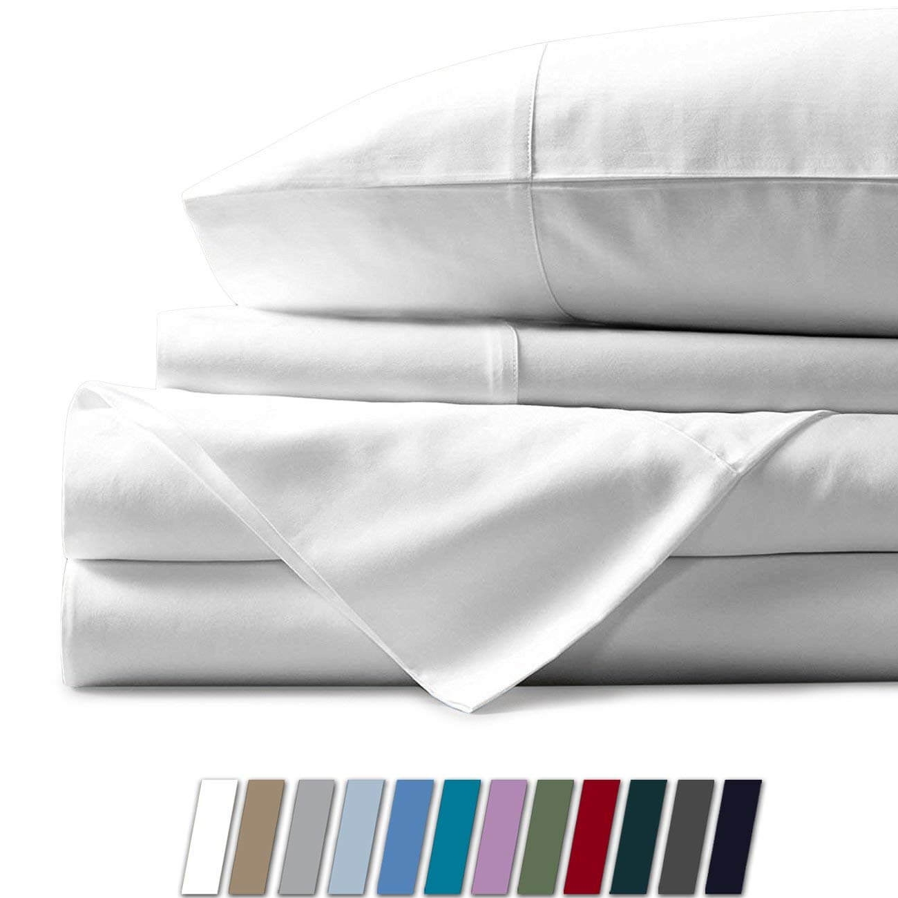 Mayfair Linen 100% Egyptian Cotton Sheet Set 800 Thread Count Long Staple Cotton Sateen Weave Fits Mattress Up to 18'' deep Pocket