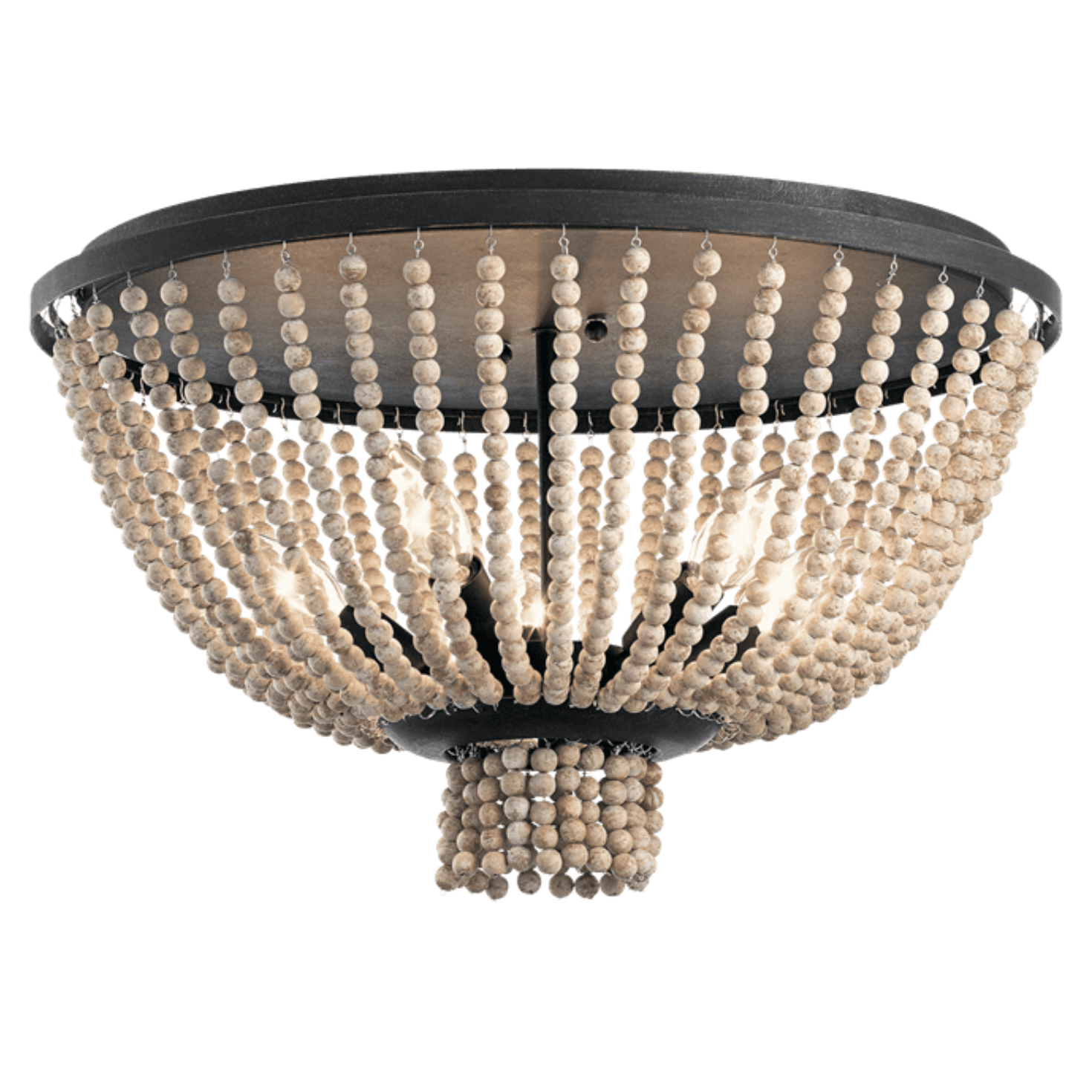 Kichler Brisbane 5 Light Flush Mount Ceiling Fixture 43893DBK Distressed Black Beaded Bead Strings