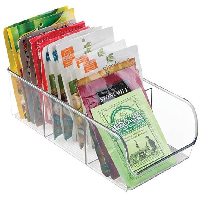 Large Plastic Food Packet Organizer For Kitchen Pantry Cabinet Countertop Hold 