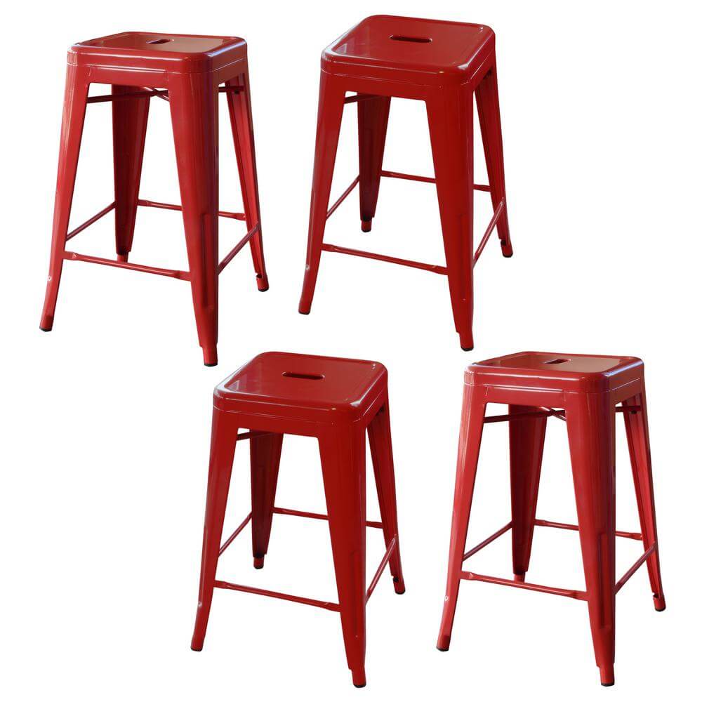 Stackable AmeriHome Loft Metal Backless Bar Stools