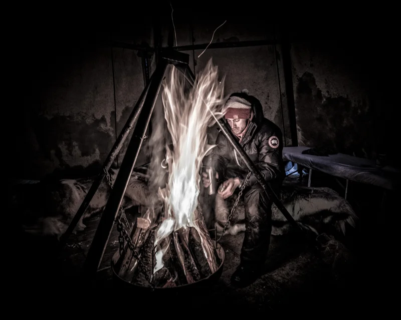 By the camp fire