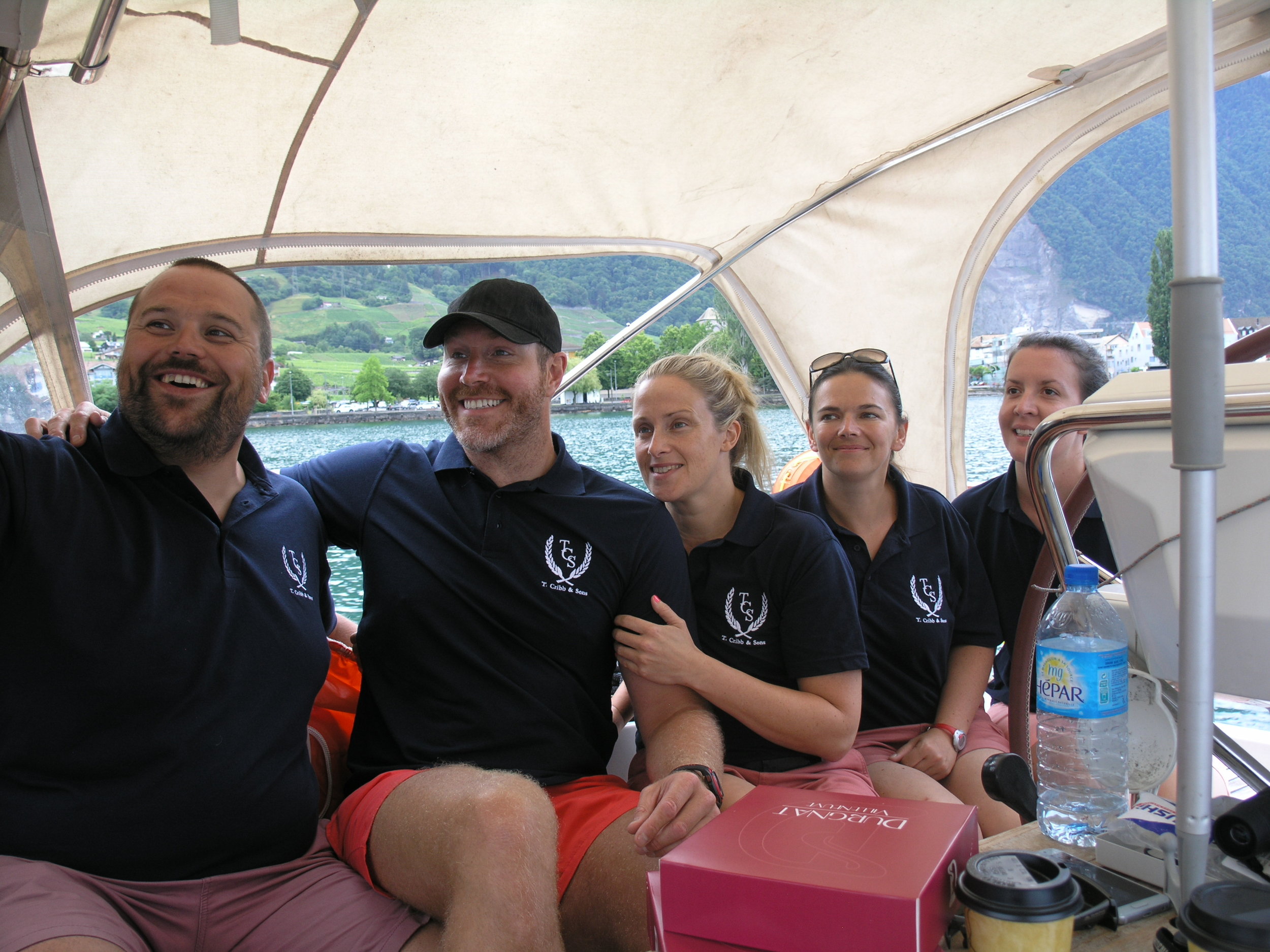 The Relay Team 2018 - Swimmers Nick Murch, Michael Jennings, Nichola Murch and Dawn Palmer, plus Ali Gregory as crew