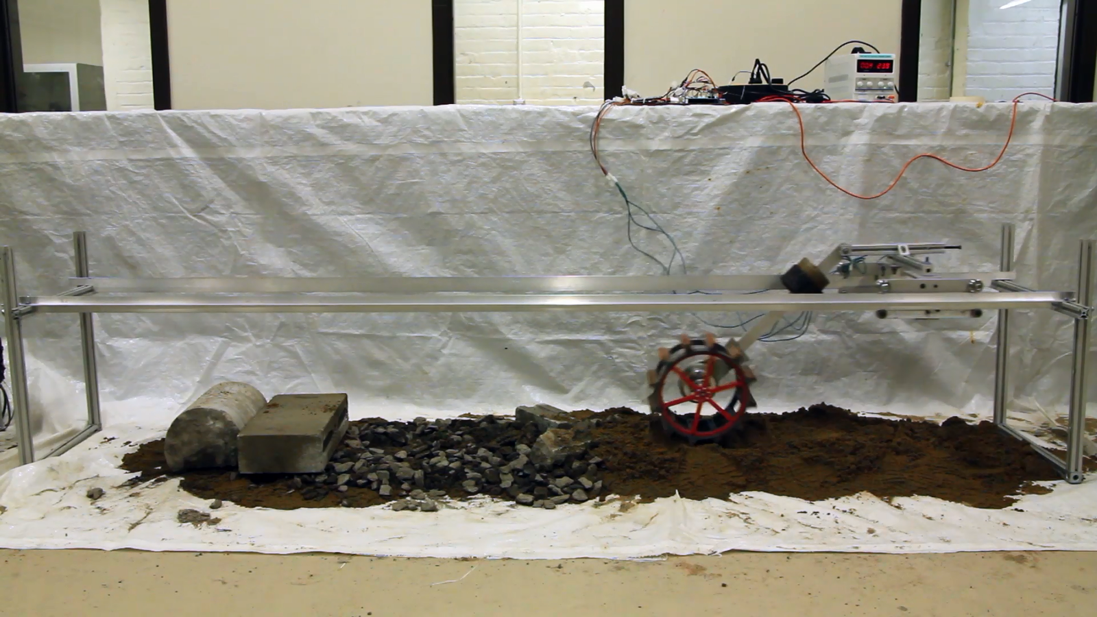 Our custom wheel test rig.