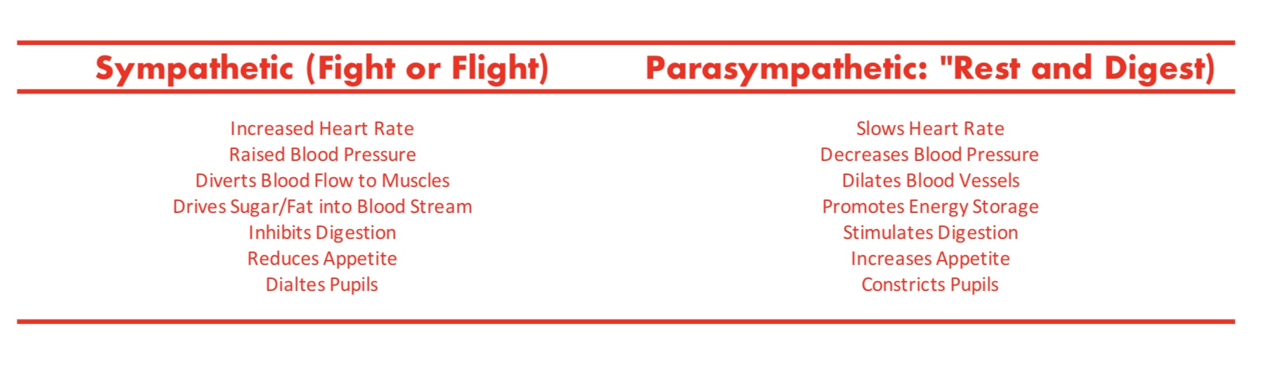 After your workout/competition, you need to be able to switch from sympathetic (energy expenditure) to the parasympathetic (energy production) to improve training adaptation and recovery.