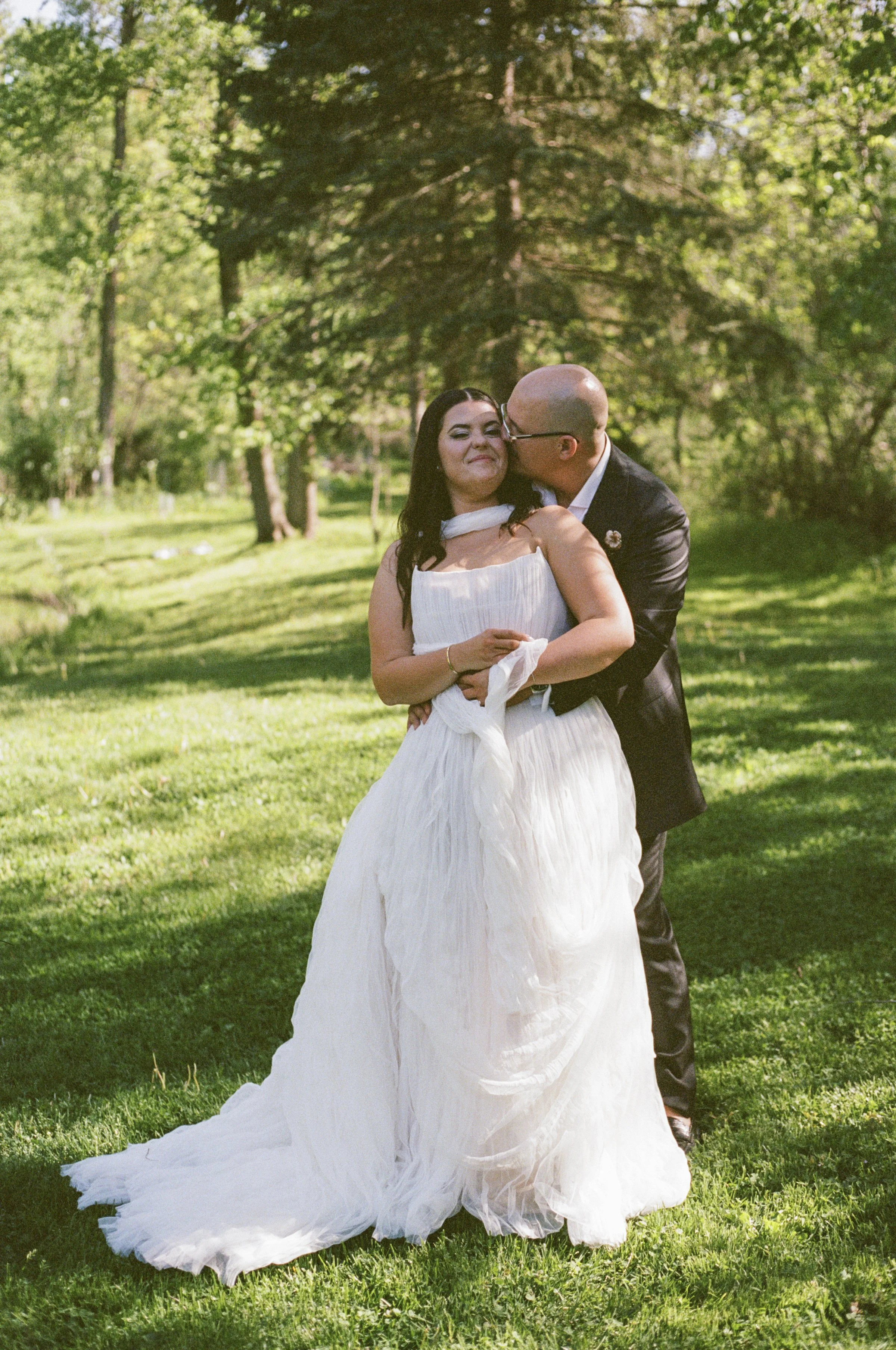 film photographer, film wedding photographer, bride and groom portraits, michigan spring wedding