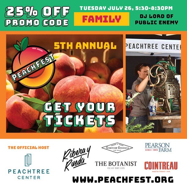 CONGRATS WINNERS!!! Thanks again for entering the Peachfest contest! See you tomorrow at 5:30pm. 

The Grand Prize Winner of 2 tickets Rebecca Pines. The [4] Runner-Ups each getting one ticket each, Monica Barnes - 1 Ticket / Candice Albritton - 1 Ti