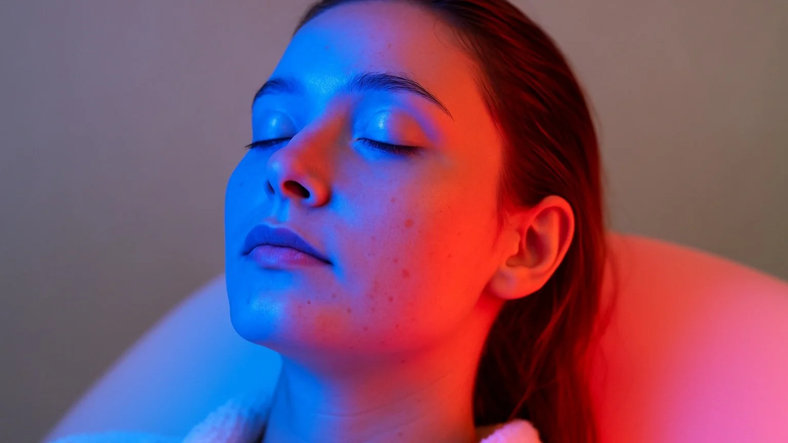 Light therapy treatment with two wavelengths red and blue