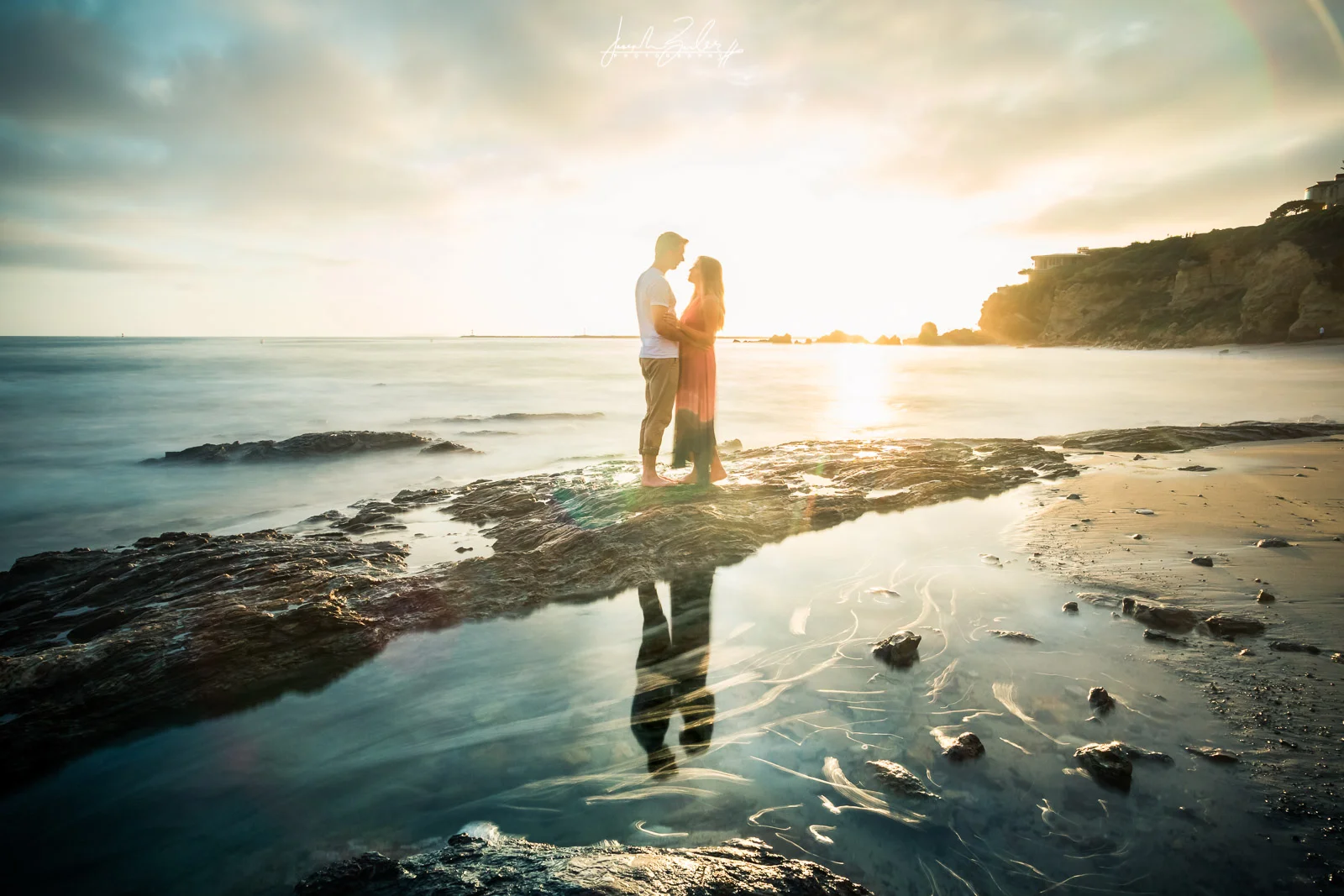 This photo was a pleasant surprise. The cool textures in the foreground tide pool with the golden hours reflection was something I couldn't have expected. That's what I love about long exposures, you'll be surprised many times. We are used to seeing and experiencing time moment by moment, but when we take a longer duration of time, in this instance 15 seconds, then we begin to see change over time and how light and movement affects the world. I've always loved this about long exposures. I do love taking landscapes for the sake of the landscapes, but I also love adding the human element into the composition. For me it gives a sense of scale, of mortality, of being present.