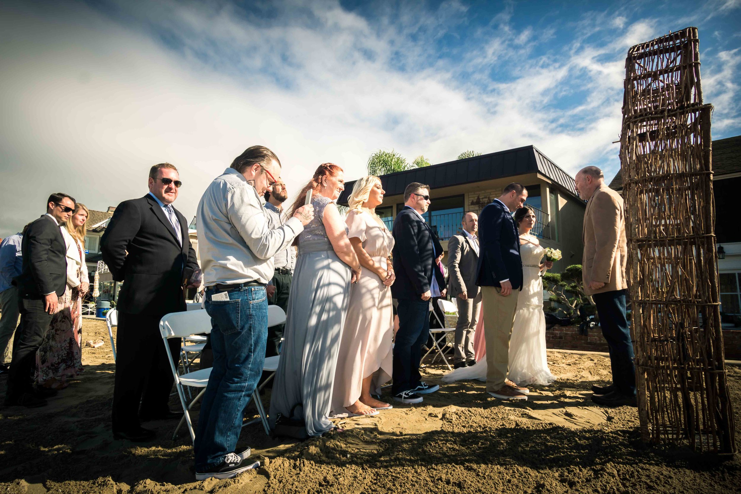 The wedding guests Cheering on the couple