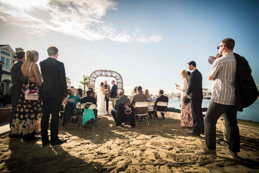 Beach wedding ceremony on Balboa Island