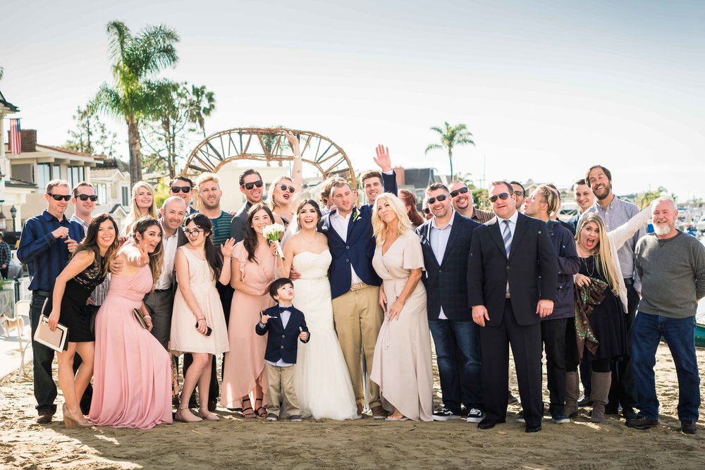 Group photo of all the wedding guests family