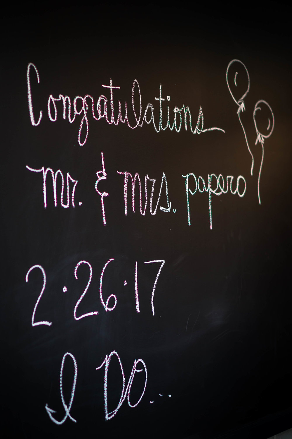 Congratulations sign  to the bride and groom 