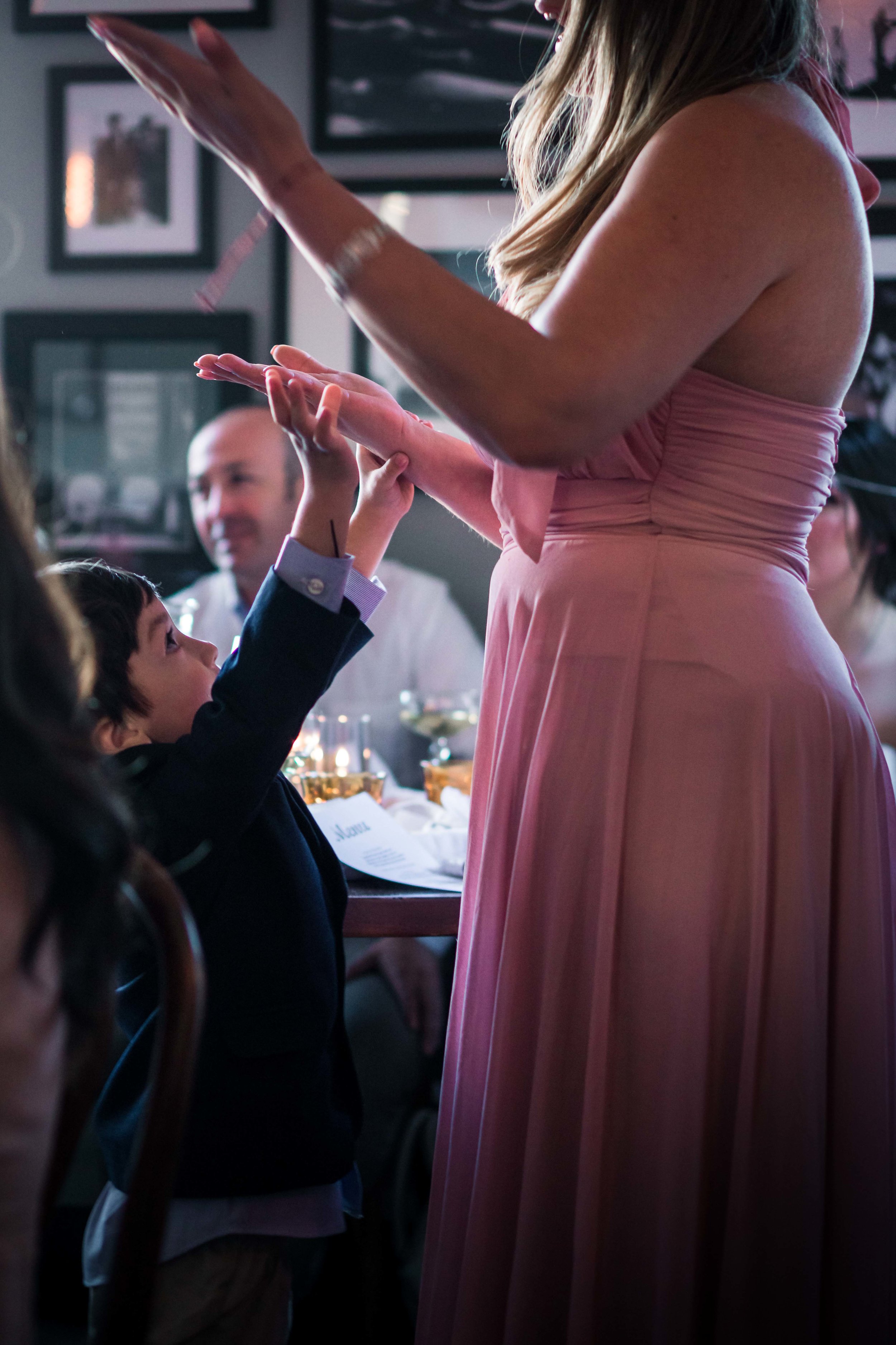 Ring bearer and his mother At the wedding reception