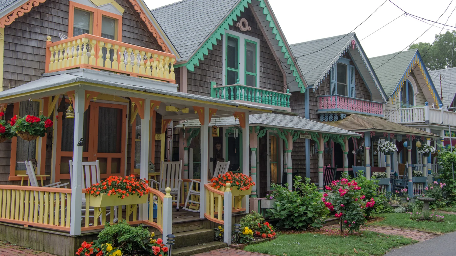 Gingerbread houses, pretty by day.