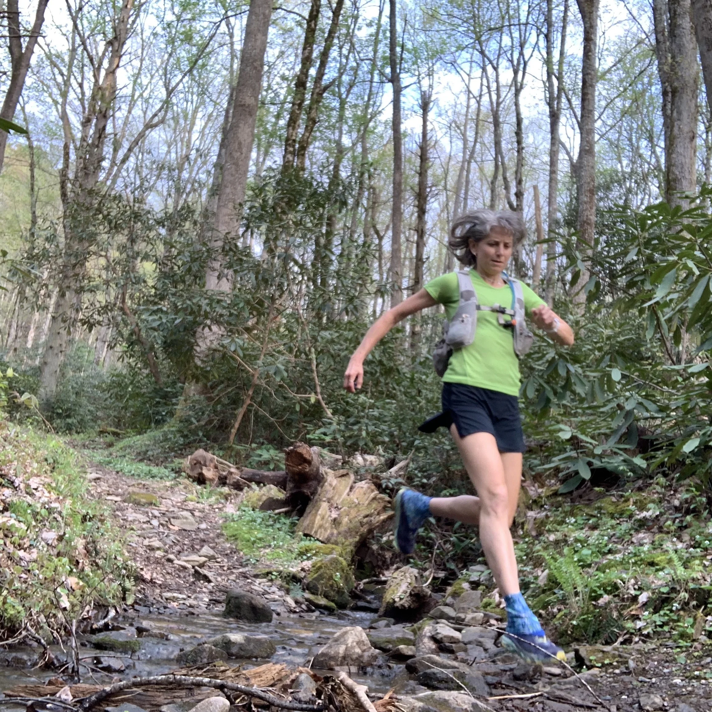 Susan Donnelly running strong in the Smokies.