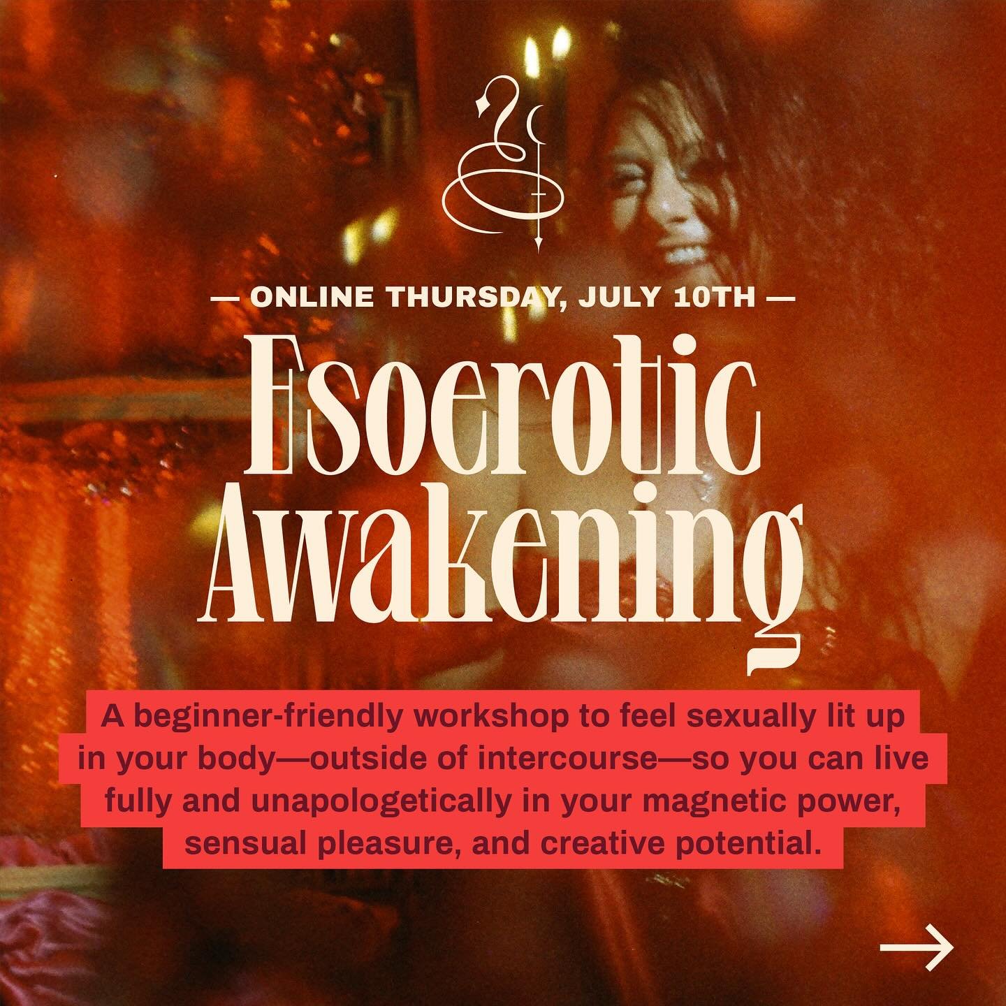 🔥 NEW WORKSHOP ALERT! 🔥⁠
⁠
This is for those who are looking for an entrance into the life-changing work of Esoeroticism 🚪⁠
⁠
Join us Thursday, July 10th for our virtual &ldquo;Esoerotic Awakening&rdquo; workshop:  a beginner-friendly workshop to 