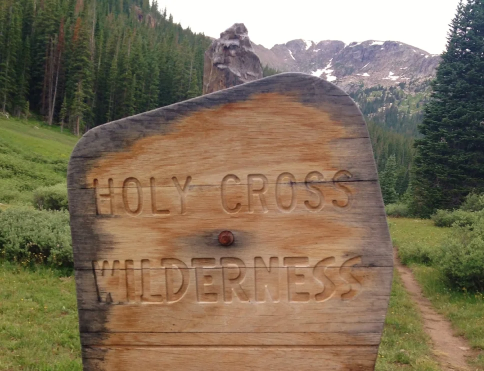 Segment 9 Holy Cross wilderness sign photo by Becky Jensen.jpg