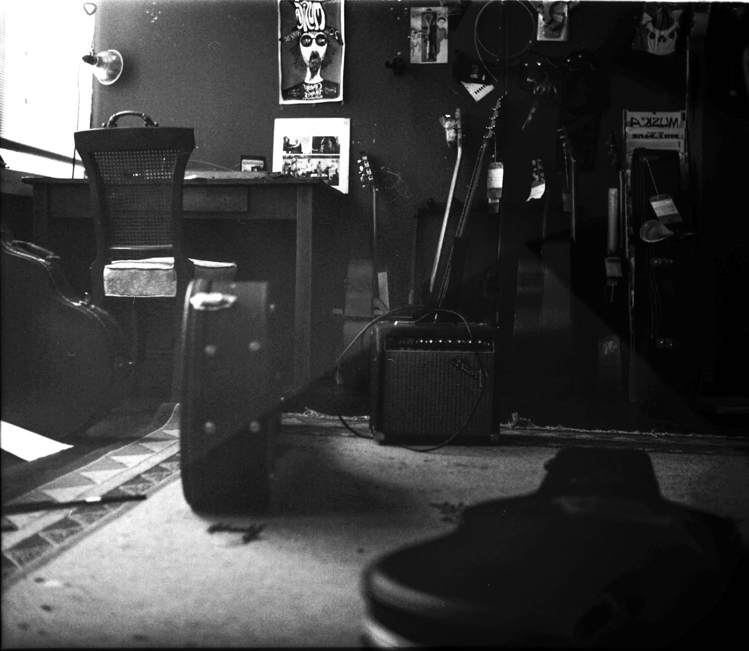Some of Rob's guitars in the shop. 