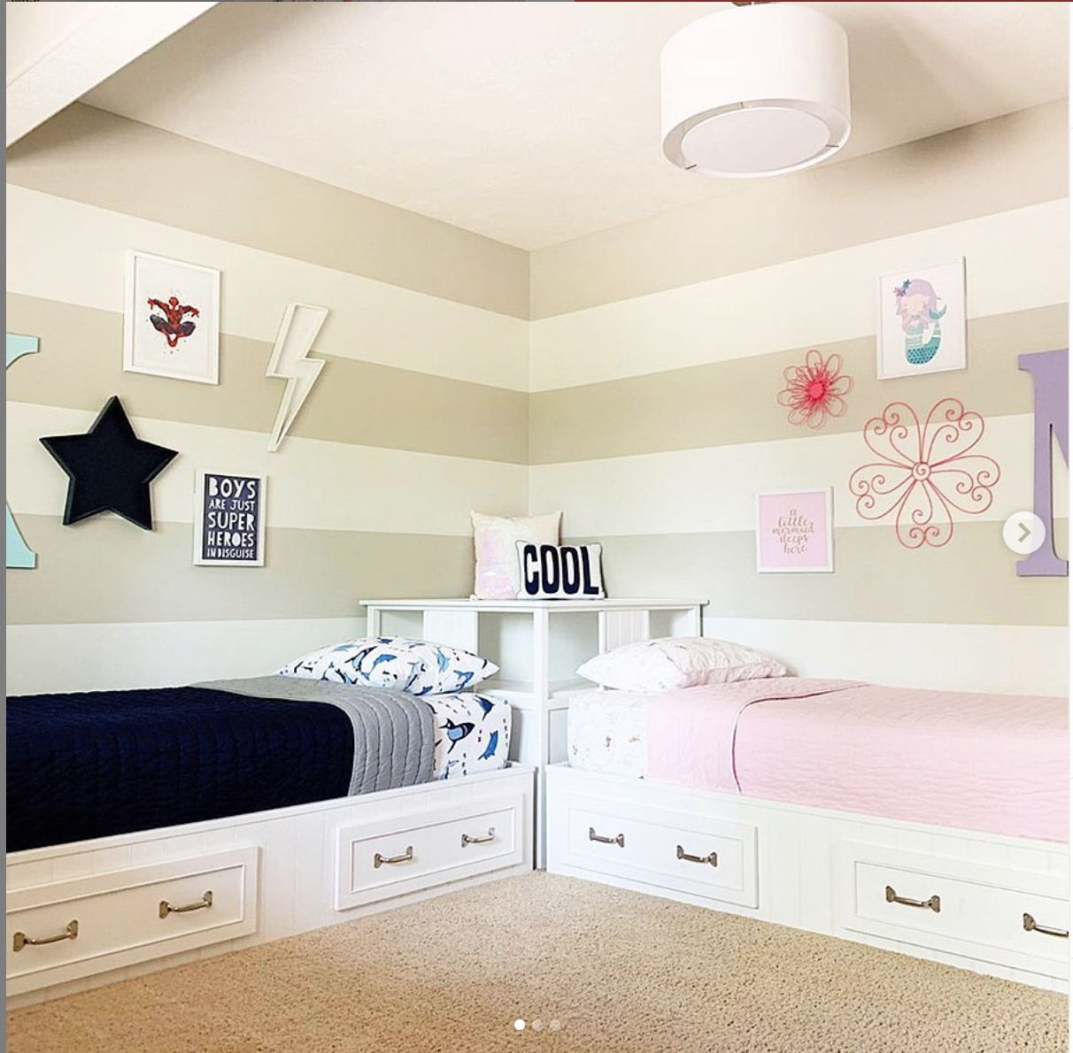 boy girl shared room bedding
