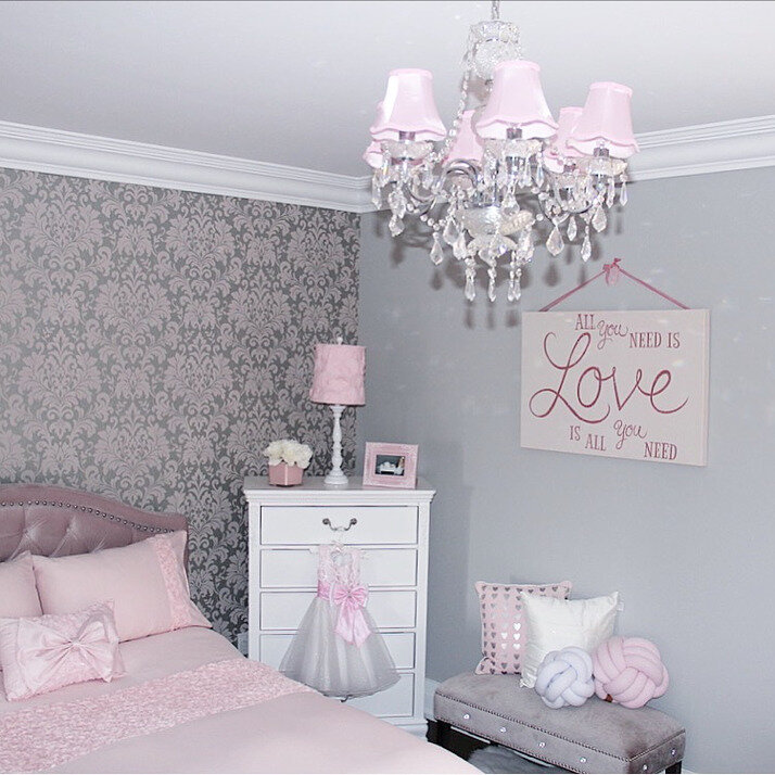 A Pink & Grey Luxe Girl's Bedroom — Decor For Kids