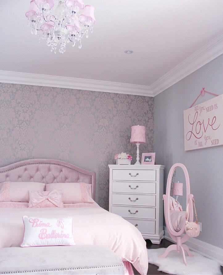 A Pink & Grey Luxe Girl's Bedroom — Decor For Kids