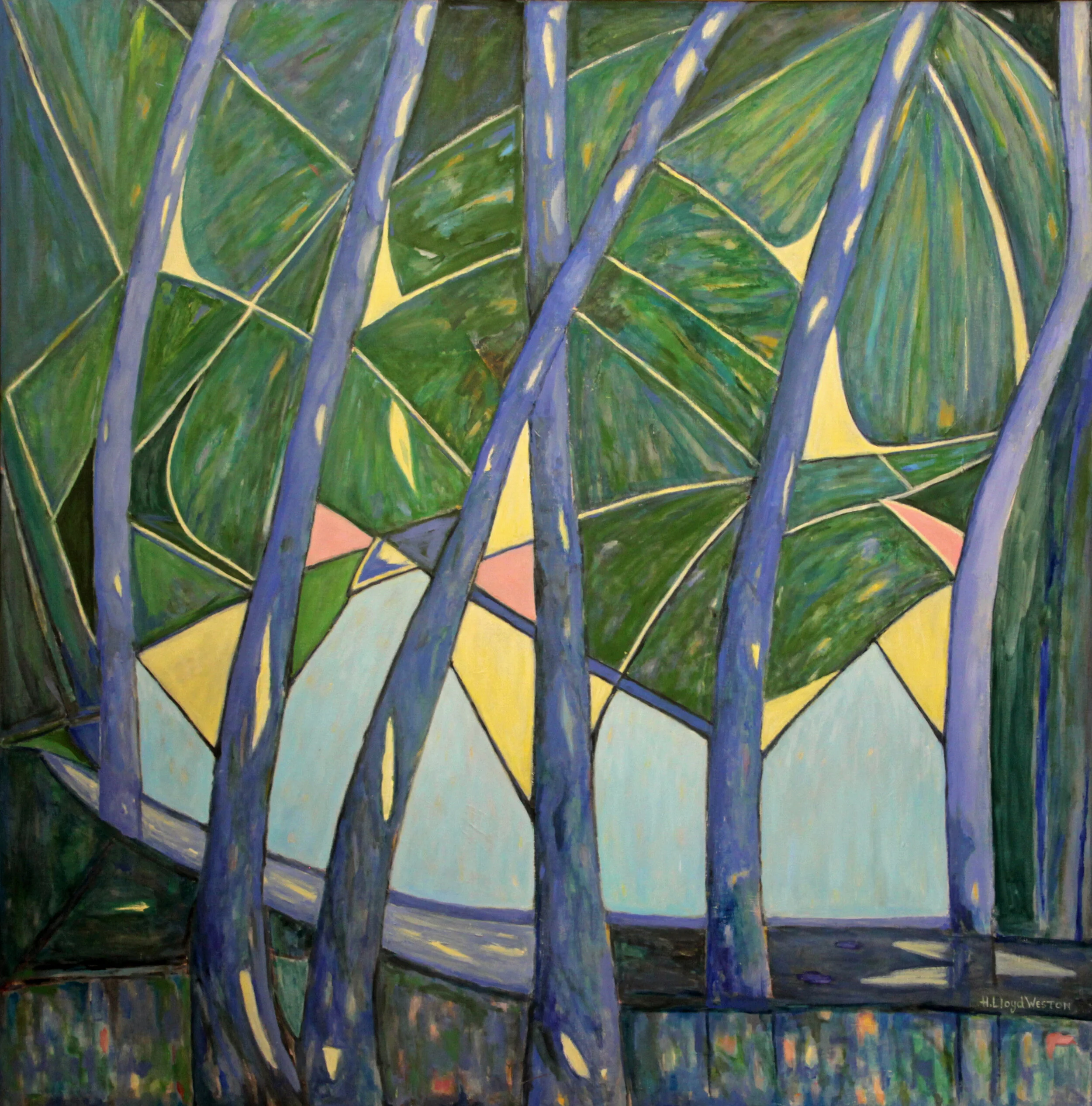 Blue Trees in a Forest