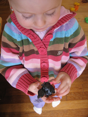 2-year-old Sierra was so proud of her beeswax duck!