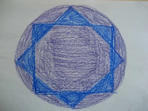 A main lesson book drawing of the quality of 8 | Lavender's Blue Homeschool