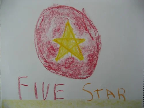 A main lesson book drawing of the quality of the number 5 | Lavender's Blue Homeschool