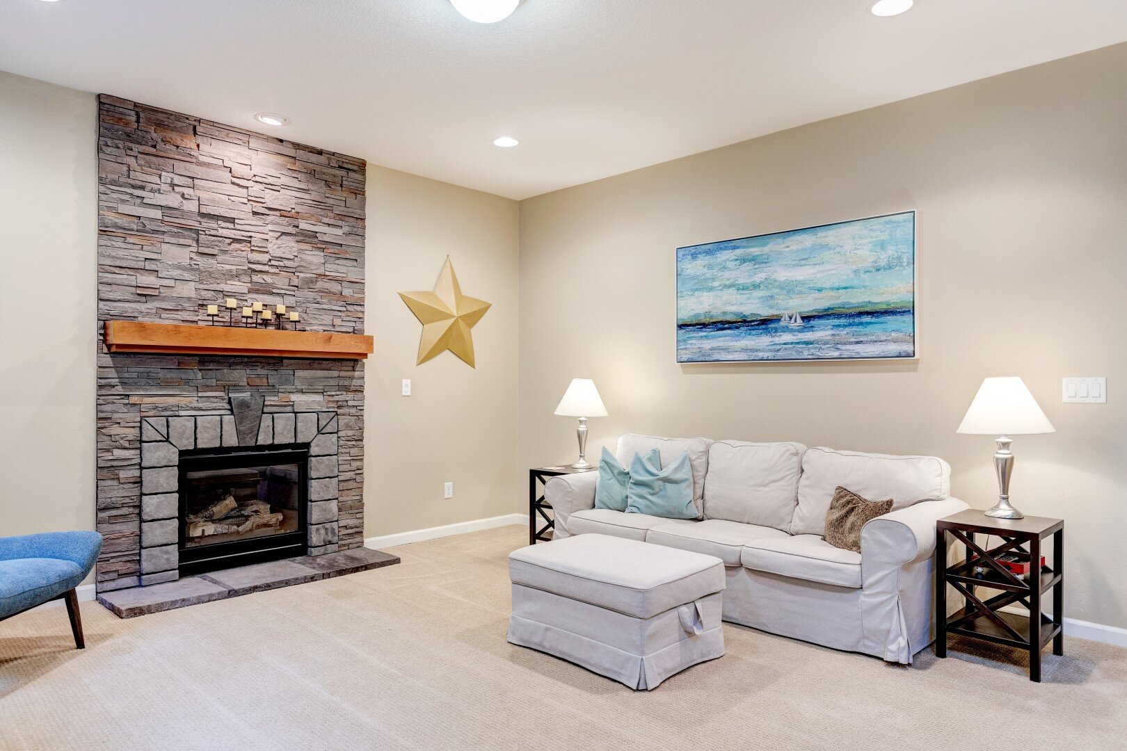 Cozy Family Room with Fireplace