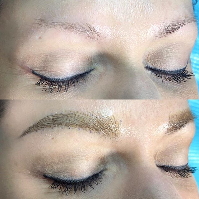 Really excited for this transformation! ππ»ππ»ππ» This lovely lady had almost no brow hair which means we will be building her brow over the course of a few sessions. Canβt wait to work with her again! π #lindenbrows @thenewmoonstudio