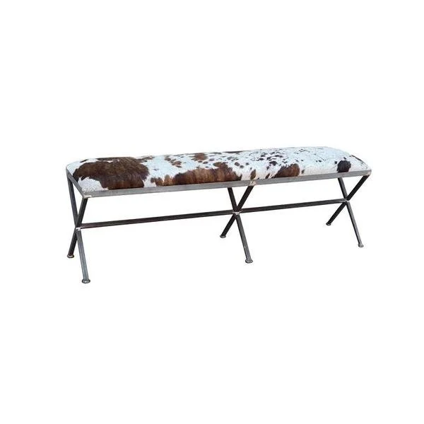 Cowhide criss cross bench