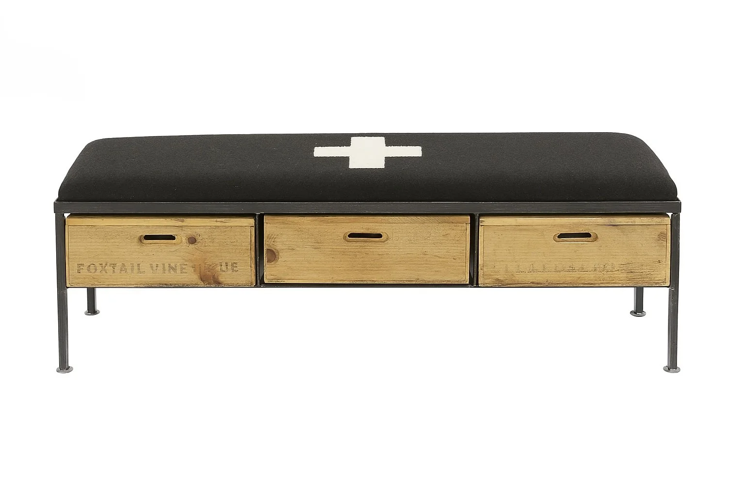Charcoal Danish Military Blanket Bench
