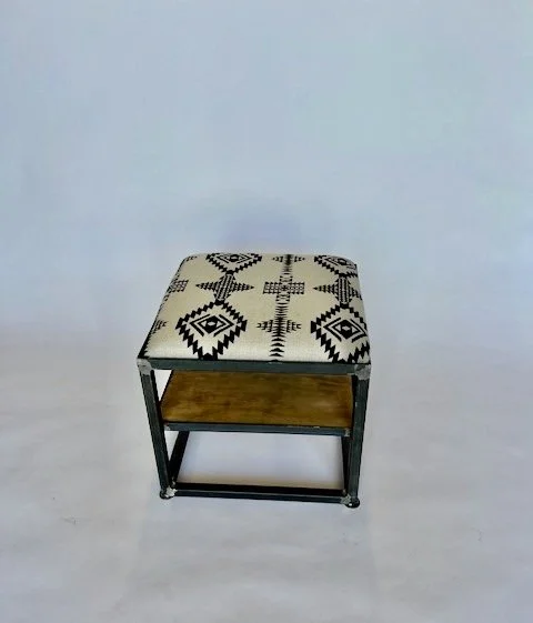 Wood Shelf Ottoman with alpaca cushion Free Shipping