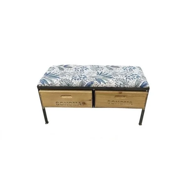 Blue Floral pattern bench