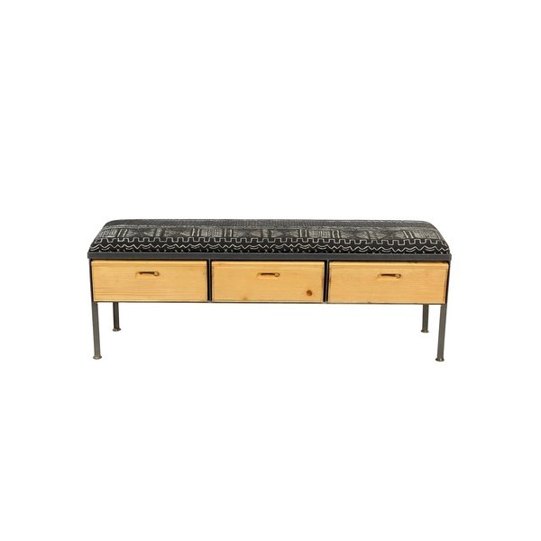 Black Mud Cloth Bench