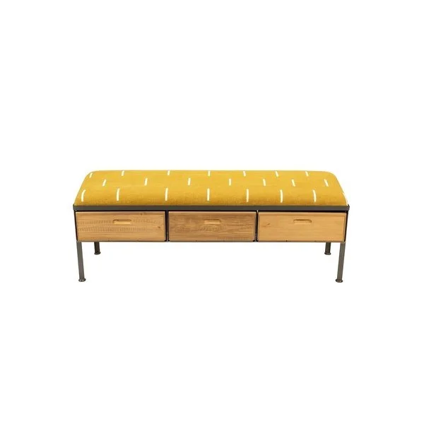 Yellow Mud cloth bench