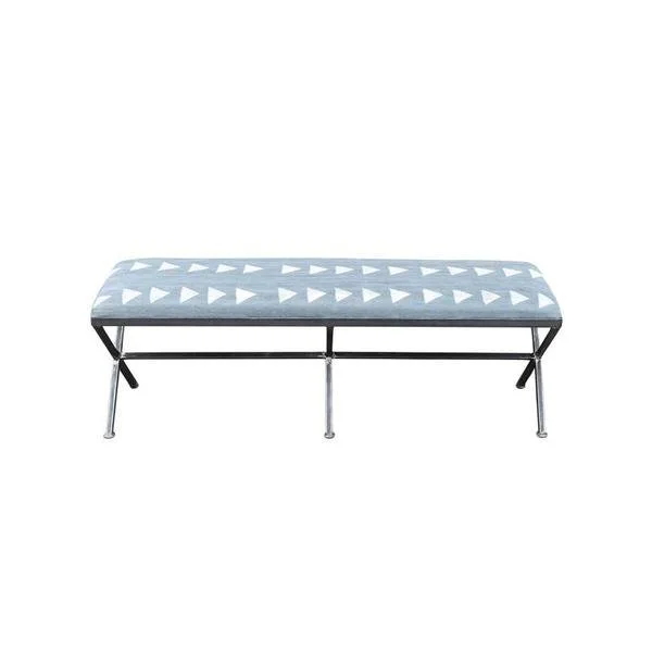Blue/grey mud cloth criss cross bench
