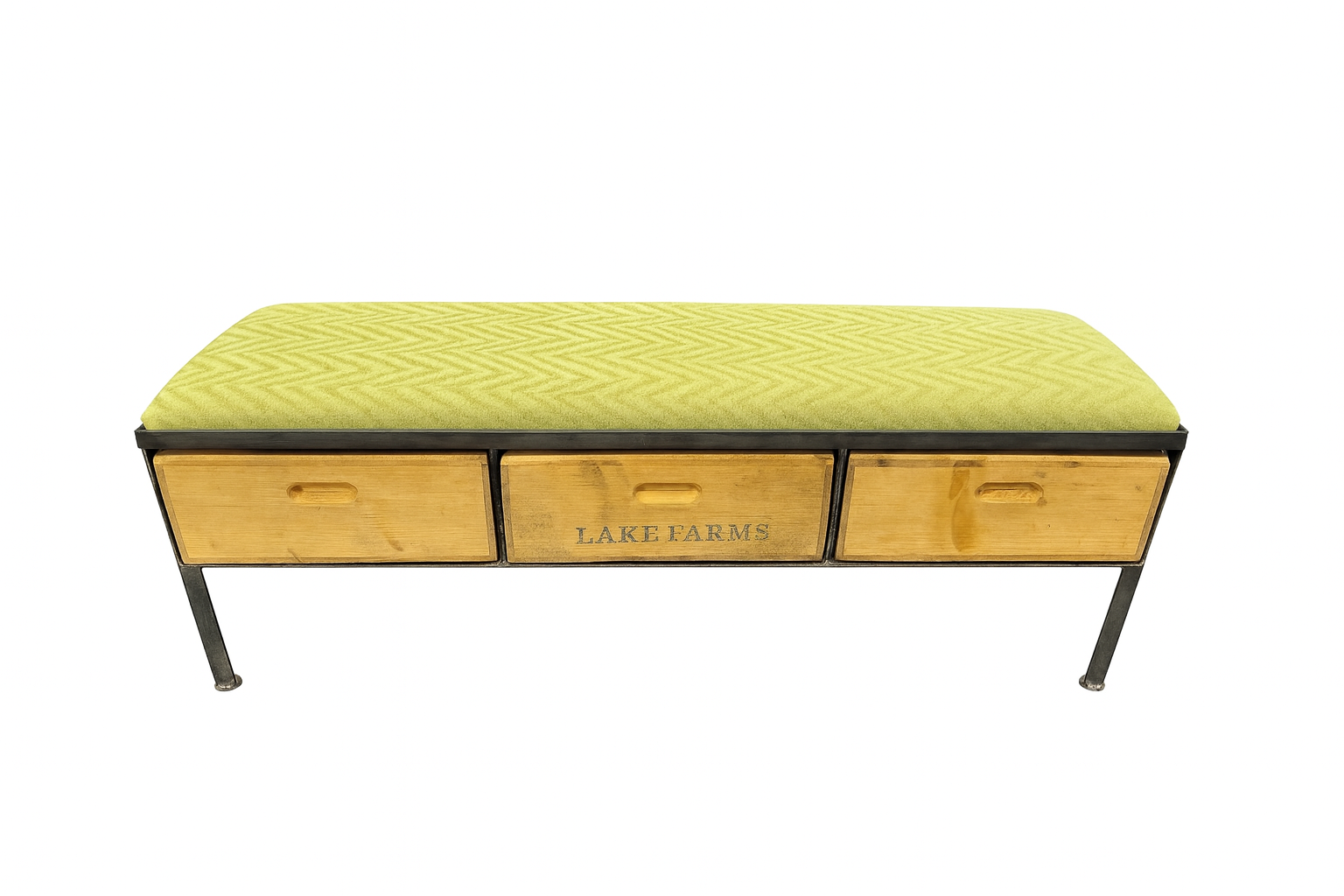 Green Velvet chevron Bench