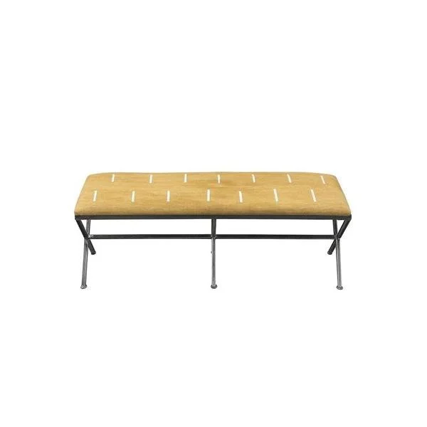 Yellow Mud Cloth Criss Cross Bench