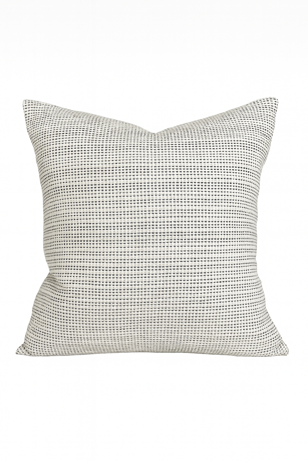 cream and navy woven pillow